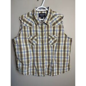 Rough Stock Panhandle Slim Sleeveless Western Shirt Womens XXL Plaid Cowgirl